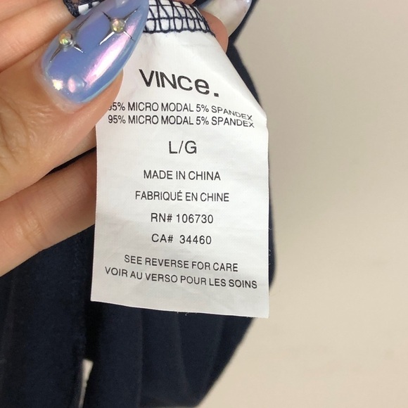 Vince navy blue modal short sleeve classic tee shirt t-shirt - Picture 4 of 6